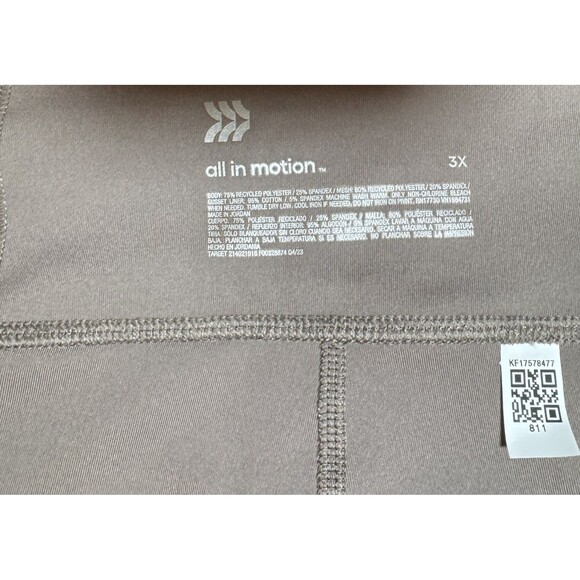 All In Motion Everyday Soft Style High-Rise 7/8 Leggings Pockets Taupe 3X NEW - Picture 10 of 12